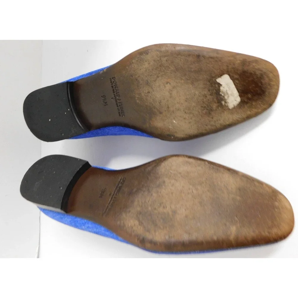 Donald J Pliner PAZANOSP Embellished Crest Linen Loafer, Blue $525rt sz 9.5M‎